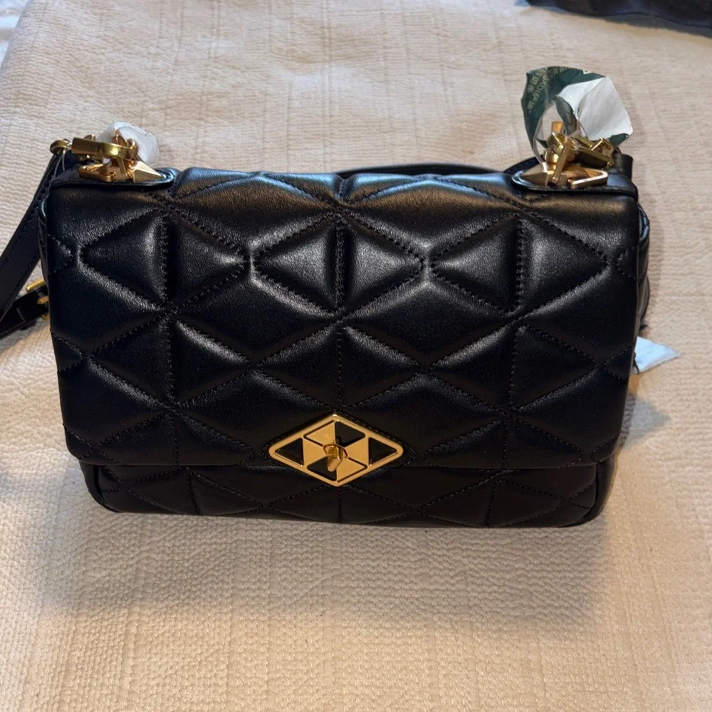 Sadi Elegant Black Quilted Handbag 2way bag. New with tags. Made in Italy. - Picture 10 of 12